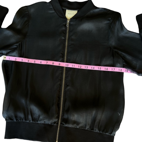 NOT FOR SALE 💔MICHELLE MASON Sheer Silk Organza Mesh Bomber Zip-Up Jacket Black - Picture 11 of 15